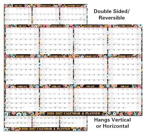 2026-2027 Dry Erase Calendar - Yearly Wall Calendar 2026-2027 Dry, 34.6 X 22.9, Jul.2026 - Jun.2027, 26-27 Dry Wall Calendar 12 Month with Thick Paper, Vertical/Horizontal
