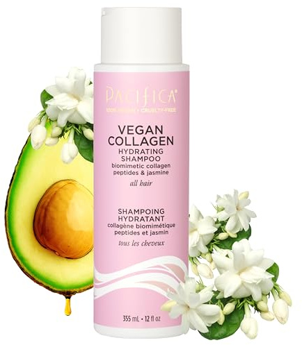 Pacifica Vegan Collagen Hydrating Hair Shampoo -w/Avocado Oil, Vitamin B5 - Adds Shine & Restores -for Dry & Damaged Hair - Sulfate Free Natural Clean Beauty Vegan & Cruelty-Free Dermatologist Tested