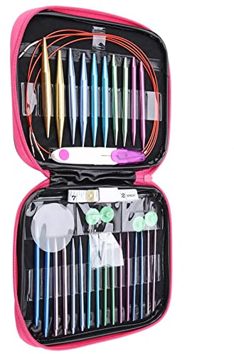 26 Pièces D'aiguilles à Tricoter En Aluminium Interchangeables Avec 4 Pièces De Fils En Plastique Circulaires Avec Sac De Rangement Pour Chandails, Chaussettes Ou Chapeaux