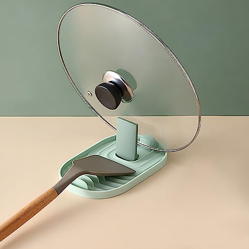 RICHDMI Poggia Mestolo Cucina, Porta Mestoli da Cucina, Coperchio e poggia Cucchiaio - Lavabile in Lavastoviglie, Porta Coperchi Pentole, per Coperchio Pentola, Cucchiai, Bacchette, Spatola (Verde)