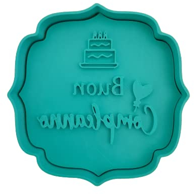 Tagliabiscotti.it - Buon compleanno Cookies Cutter - Formina per pasta di zucchero - Composto da Cutter esterno + Stampo interno - Dimensione 8cm x 8cm x 1cm - Colore casuale