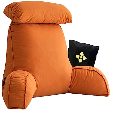 CCTSA Ergonomisches Bett Kissen Rückenkissen,Extragroßes Lesekissen mit Armlehnen und Abnehmbarem Nacken,Lesekissen für Bett und Sofa,Bettruhekissen zum Spielen,Lesen,Fernsehen,75cm x 40cm x 58cm
