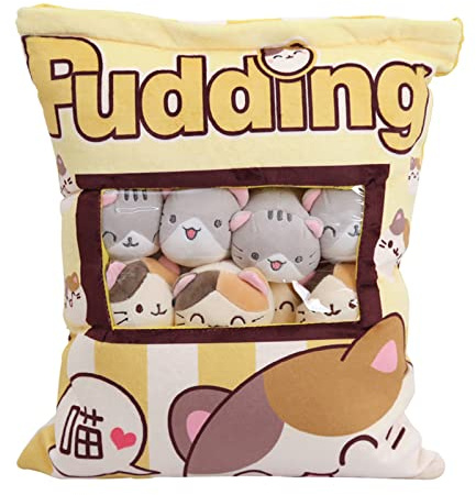 Hemousy Coussin d'oreiller en Peluche | Peluche Chaton Snack Oreiller en Peluche - Sac d'oreiller câlin Moelleux, Jouets en Peluche pour Chat, Jouets créatifs, Cadeaux