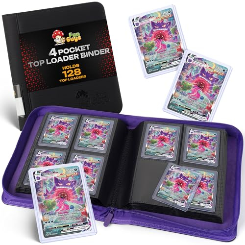 FunGuys Toploader Binder, Trading Card Binder Storage,128 4 Pocket Top Loader Pokemon Binder, Card Collection for Yugioh, MTG, TCG, Card Folders for Trading Cards