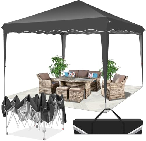 COBIZI Tonnelle Pliante 3x3 Imperméable, Barnum Pliant 3x3 avec Bord ondulé, Tonnelle avec Bande Imperméable, UV 50+, 3 Niveaux de Hauteur réglables Barnum, pour Camping Mariage Plage Festival, Noir