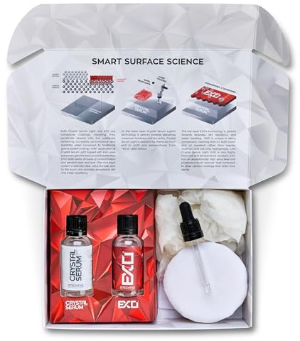 Gtechniq EXO and Crystal Serum Light Kit for Cars, 50ml | Extremely High Gloss Finish, Swirl-Resistance, Hydrophobic Water and Dirt Repellent, Easy to Apply, Up to 5 Years Durability