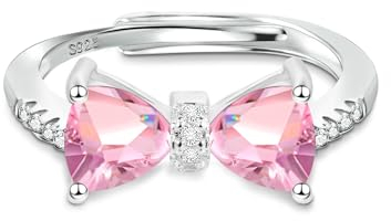 ALEXCRAFT Schleifen Ringe Silber 925 Damen mit Zirkonia Offene Verstellbare Matching Ringe Freundschaftsringe Geschenke für Frauen Freundin Mama Mädchen Valentinstag