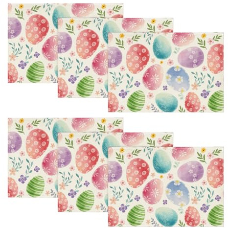 Artoid Mode Watercolour Easter Eggs Easter Set of 6 Placemats, Seasonal Spring Kitchen Table Decoration Indoor Holiday Party Decor 30x45cm