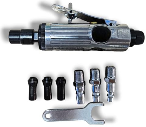 Druckluft-Druckluft-Bohrmaschine Inline-Anschluss 1/4 Zoll mit 3 Bohrfutteradaptern und 3 Luftadaptern