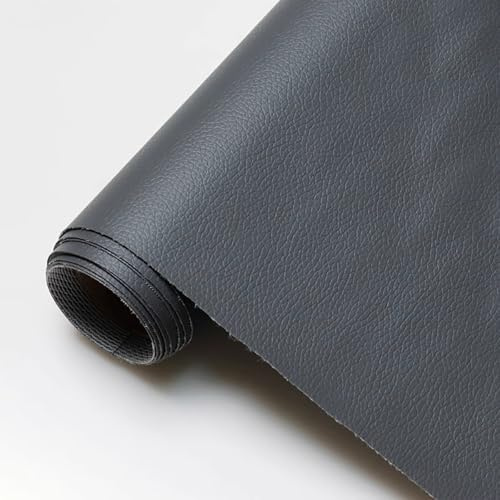 Litchi Texture Grained Konstläder 160x100cm Vattentät Vinyl Leatherette Klädsel Tyg För DIY Hantverk Stolar Säten Omslag Möbler Soffa Reparation(Color:grå)