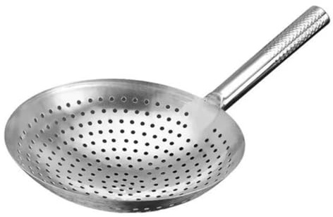 HOMOBABE 1 Pieza Colador Grande Inoxidable para Cocina Cucharón con Filtro para Aceite y Sopa Mango Ergonómico y para Freír y Cocinar Verduras Carnes y Fideos