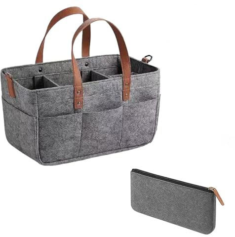 Zbozzba Filtväska, shoppingkorg, favoritkorg, för shopping, resor, picknick, förvaring av smutsiga kläder och leksaker, 33 x 15 x 18 cm, grå