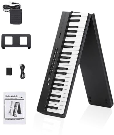 Hopfällbart digitalpiano med 88 tangenter, halvviktade tangenter i full storlek, bärbart elpiano med MIDI-högtalare