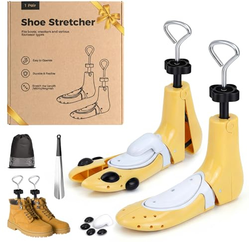 MoeQuliee Allarga Scarpe Uomo Donna — Tendiscarpe Regolabile in 3 Direzioni, Lunghezza, Larghezza e Altezza, Adatto per Scarpe Troppo Strette (Giallo, L, 42-48)