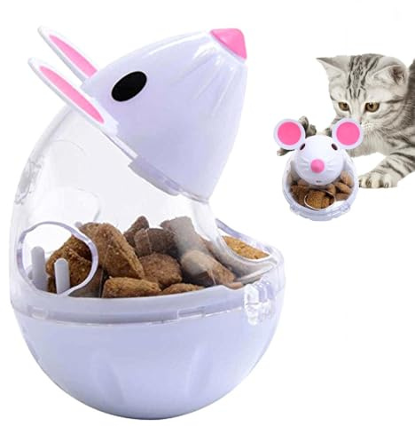 Dispenser di palline per gatti, a forma di topo, giocattolo interattivo per gatti, dispenser di cibo per gatti, a forma di topo, previene l'obesità, regola la dieta e l'esercizio fisico