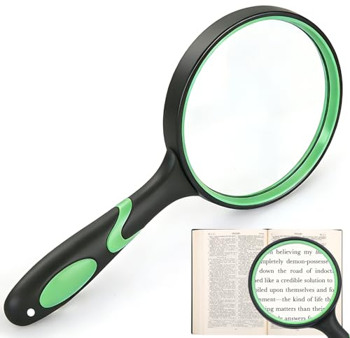 Lente d'ingrandimento per bambini, lente d'ingrandimento 30x, lente d'ingrandimento da 100 mm, ad alta definizione, per bambini, anziani con impugnatura in gomma resistente alle cadute, per libri di