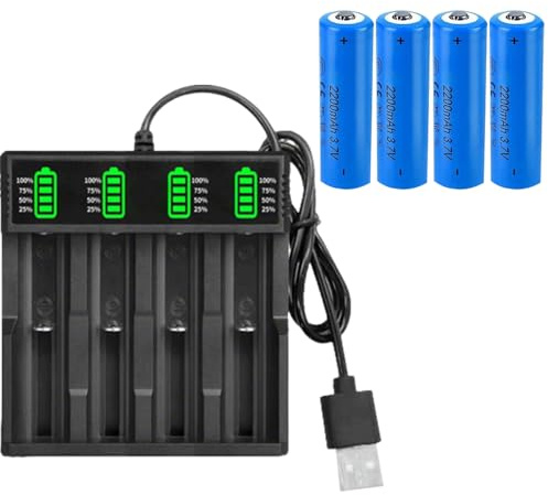 Nzkeuf 4PCS Pilas Recargables 3.7V, 2200mAh