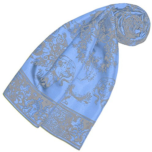LORENZO CANA lyxig sidenduk uppspänt tryckt duk 100 % siden 90 cm x 90 cm harmonisk blå färger damhandduk omställning 89171
