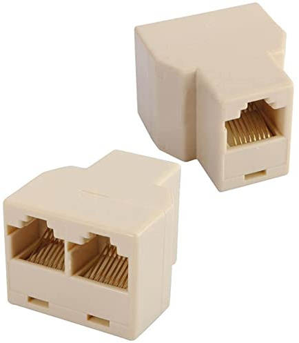 CABLEPELADO Bifurcador de telefono RJ45 | Adaptador Doble RJ45 | Splitter de teléfono | 6P4C RJ11 - Blanco