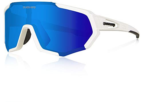 Queshark Gafas de Ciclismo Polarizadas Gafas de Sol Deportivas con Montura TR90 Gafas de Bicicleta Para Hombres Mujeres con 3 Lentes Intercambiables Anti-UV400
