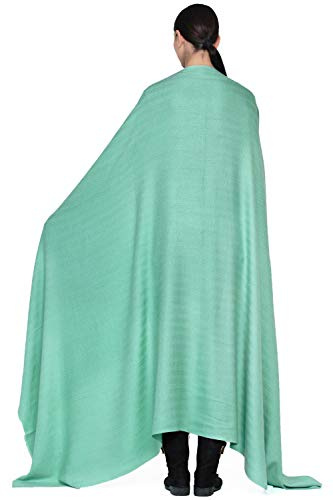 Manta de Cachemira Hecha en Kashmir (Caja de Regalo) Elegante Mezcla de Lana de Merino y Seda y Cachemira Grande Extremadamente Suave Bufanda Pashmina Turquesa