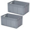2 Eurobehälter/Stapelkiste, LxBxH 600 x 400 x 420 mm, 80 Liter, grau