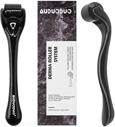 AUDUODUO® Derma Roller 0,3mm mit Silber-Oberfläche – 540 Mikron für Haut- und Bartpflege, Derma Roller für glatte Haut und gepflegtes Haar