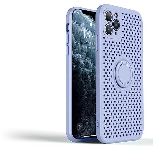 SRGDRR Breathable Cooling Silicone Case For IPhone 13 12 11 Pro Max Soft TPU Cover For IPhone XR Max X 8 7 6S Plus Shockproof Ring Case,Light Blue,for IPhone 12 Pro Max
