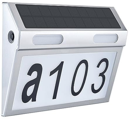 Axaooqeld Solar-Hausnummernleuchte, Türnummernleuchte für Den Außenbereich, mit Wasserdichtem IP65-Material und 3 Beleuchtungsmodi