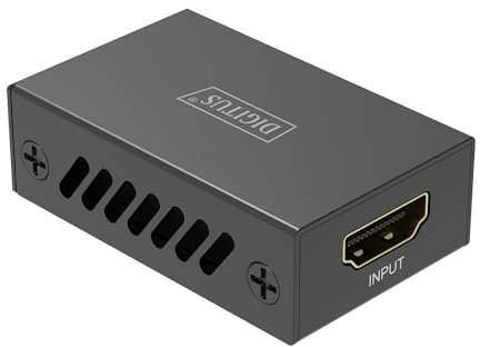 DIGITUS DS-55341 Repetidor HDMI - UHD 8K/60 Hz (HDTV: 7680 × 4320p) Máx. 10 m - UHD 4K/60 Hz Máx. 13 m - Amplificador de señal, HDMI 2.1, HDCP 2.3, Deep Colour, DTS - Alimentación: USB-C