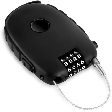 Aini 1PCS 4-Digit Cable Lock Combination, 130cm Stainless Steel Core Retractable Bike Lock, Flexible Ski & Security Password Locks, Strong Wire Locks for Luggage, Helmets, Suitcases, Bike, Snowboard