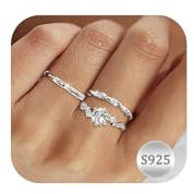 Aidenn 3 Stück Ring Silber 925 Damen Ringe Frauen Cubic Zirkonia Verlobungsring Damen Verstellbare Statement Ring Damen Stapelbare Daumenring Fingerring Set Schmuck