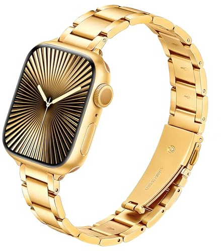 wipalor Armband Kompatibel mit Apple Watch 38mm 40mm 41mm 42mm, Edelstahl Armband für Apple Watch Band Apfelband Damen, Einstellbar Metall Ersatz für iWatch Series 11 10 9 8 7 6 5 4 3 SE-Gold