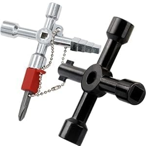 JOZMMZEOOA 2 Pezzi Chiave Quadrata Contatore,4 Vie Chiave Quadrata Universale Serrature 4 in 1 Chiaves Multifunzione Metallo Sfiato Termosifone Professionale,per Acqua,Contatori Elettrici,Ascensori