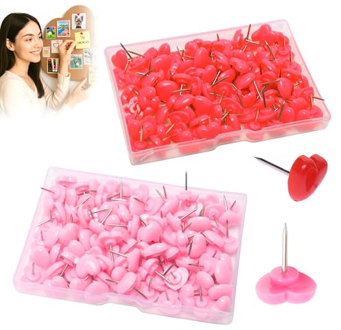 200PCS Heart Push Pins for Pinboard Thumb Tacks for Notice Board Pins Decorative Pushpins For Home School Office Notice Board Cork Board