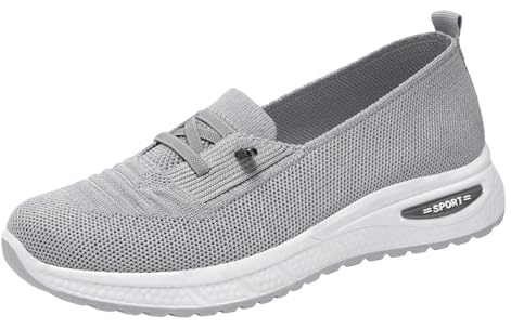 Xbemkste Damskor, ytterkläder, sportskor, fashionabla nät, lätta, ventilerande, mjuk sula, platt öppning, ballerina sommarskor damer slip-skor, GRÅ, 41 EU