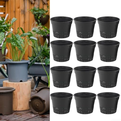Lot de 12 pots de plantation en maille pour système hydroponique, orchidée, pépinière, 15 cm de large