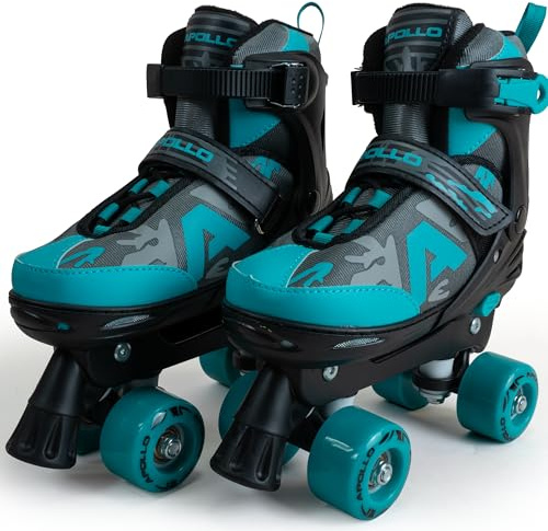 Apollo Champion Adjustable Quad Skate – justerbara rullskridskor för barn, bekväma, storleksjusterbara LED-sparkcyklar, för flickor och pojkar, storlekar 31–42