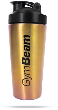 GymBeam Shaker in Acciaio Inox - Shaker Steel Holo da 750ml, Shaker per Integratori con Chiusura Anti-Perdite, Design Lucido, Scala Graduata, Colino Incorporato, per Proteine e BCAA