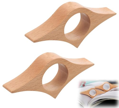 WeddHuis Lot de 2 Supports de Pages en Bois, Marque-Pages pour Pouce, Accessoire de Lecture pour Amoureux des Livres, Bibliophiles et Enseignants (25 mm)