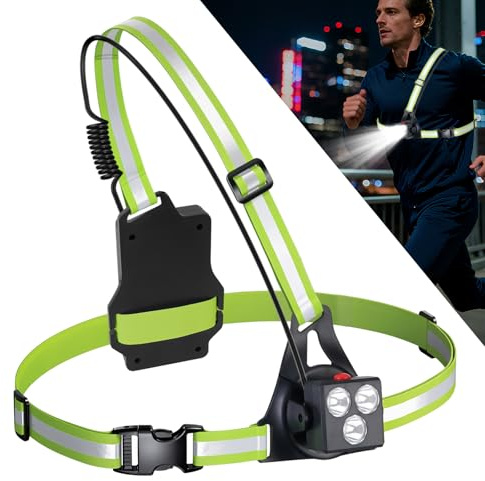 Corpower Lampada da Corsa, Luce Running con Strisce Riflettenti, 500 Lumen, Ricaricabile USB, Dimmerabile a 90°, Luce per Corsa Notturna, per Jogging, Campeggio, Corsa