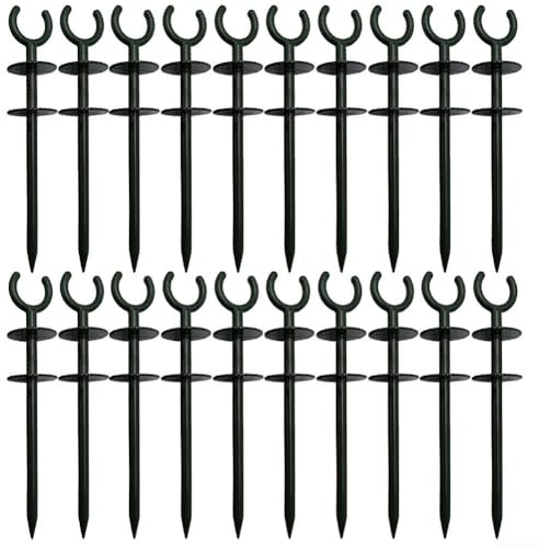 Estaca guía de manguera para jardines al aire libre para apoyar mangueras de riego a nivel del suelo y reducir el riesgo de daños por pisoteo o arrastre (20 piezas)