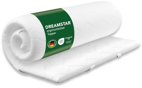 DREAMSTAR Madrassöverdrag 160 x 200 cm fast | Good Night madrassöverdrag 6 cm hög | Oeko-TEX certifierad och ergonomisk för resårsäng, husvagn, halkfri tack vare band för fastsättning