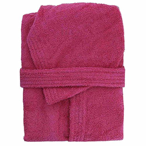 Mastro Bianco Accappatoio con Cappuccio in Spugna 100% Cotone Tinta Unita Uomo Donna Unisex (XL, Fucsia)