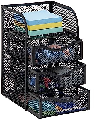 Mind Reader Desktop Accessory Storage, Paper Binder Clip Basket, Workspace, Office, Metal Mesh, 4.75L x 5W x 8H, Black
