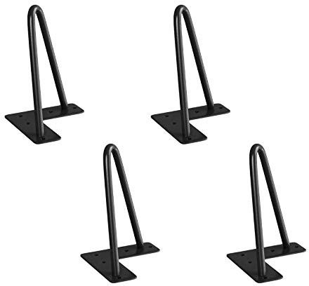 4 Patas Mesa Patas Hairpin Patas a Horquilla Para Mesa de Acero Patas Muebles Robustas Con Tornillos y Bases Protectoras