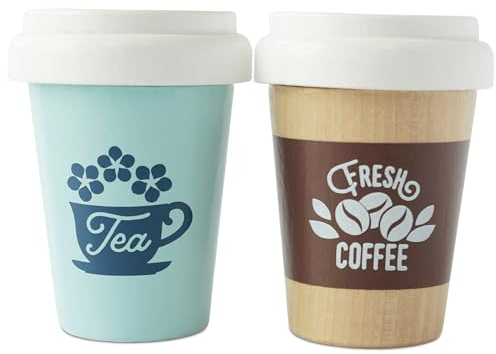 Le Toy Van - Wooden Takeaway Coffee and Tea Ecocup Set | 2 Piece Solid Wood, Plastic Free, Roleplay Toy Suitable For Age 2+