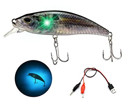 SUPYINI Elektriska fiskedrag simdrag, uppladdningsbara USB-simulering bete med LED-ljus, elektriska multi-fiskeutrustning, sötvattensfiskbete,