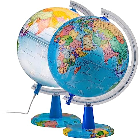 TOPGLOBE Illuminated Globe 20cm - Spanish Map - Political Globes - Educational/Geographical/Desktop Decoration