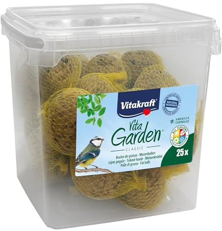 VITAKRAFT - Vita Garden - hink med fettbollar med nät för trädgårdsfåglar - full fågelfoder för alla årstider - 25 enheter